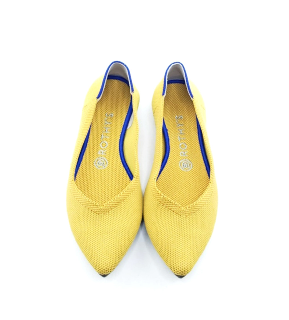 Rothy's The Point Flats Womens Knit Pointed Toe Marigold Yellow Size 8.5